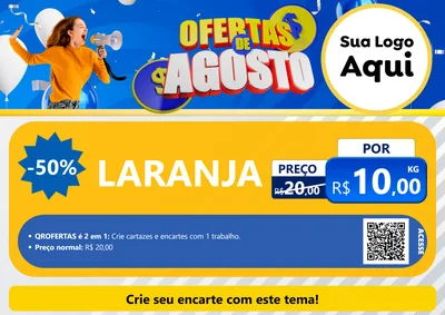 Modelo de Cartaz para Cartaz A4 Horizontal com o tema Ofertas de Agosto para Hortifrúti