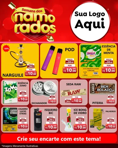 Modelo de Rede Social para Feed Instagram com o tema Semana dos namorados para Tabacaria