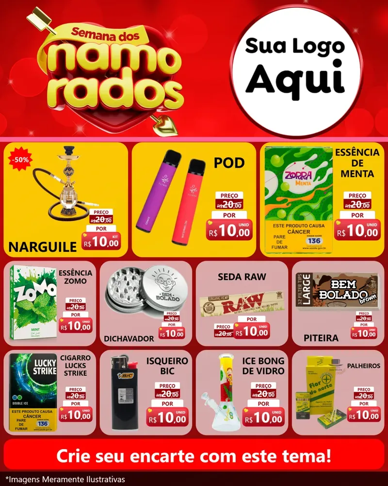 Modelo de Rede Social para Feed Instagram com o tema Semana dos namorados para Tabacaria