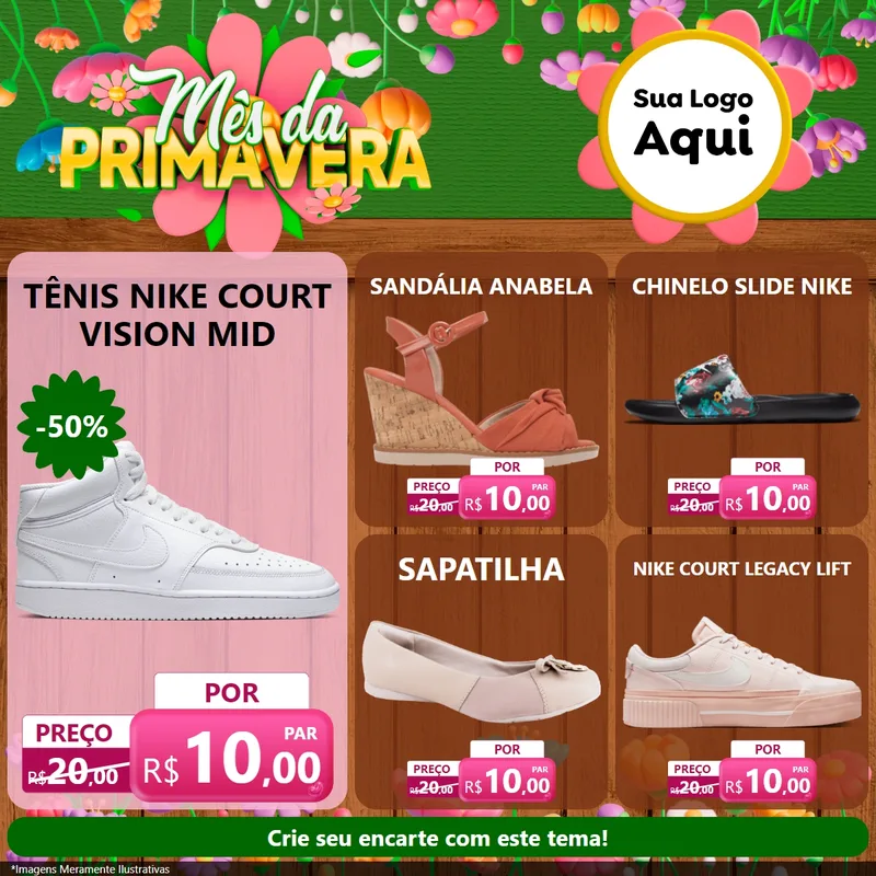 Modelo de Rede Social para Feed Facebook com o tema Mês da Primavera para Calçados