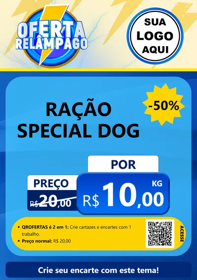 Modelo de Cartaz para Cartaz A4 Vertical com o tema Oferta Relâmpago para Pet Shop