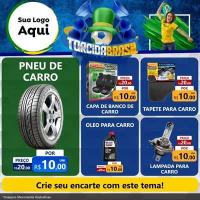 Modelo de Rede Social para Feed Facebook com o tema Torcida Brasil - Copa para Auto peças