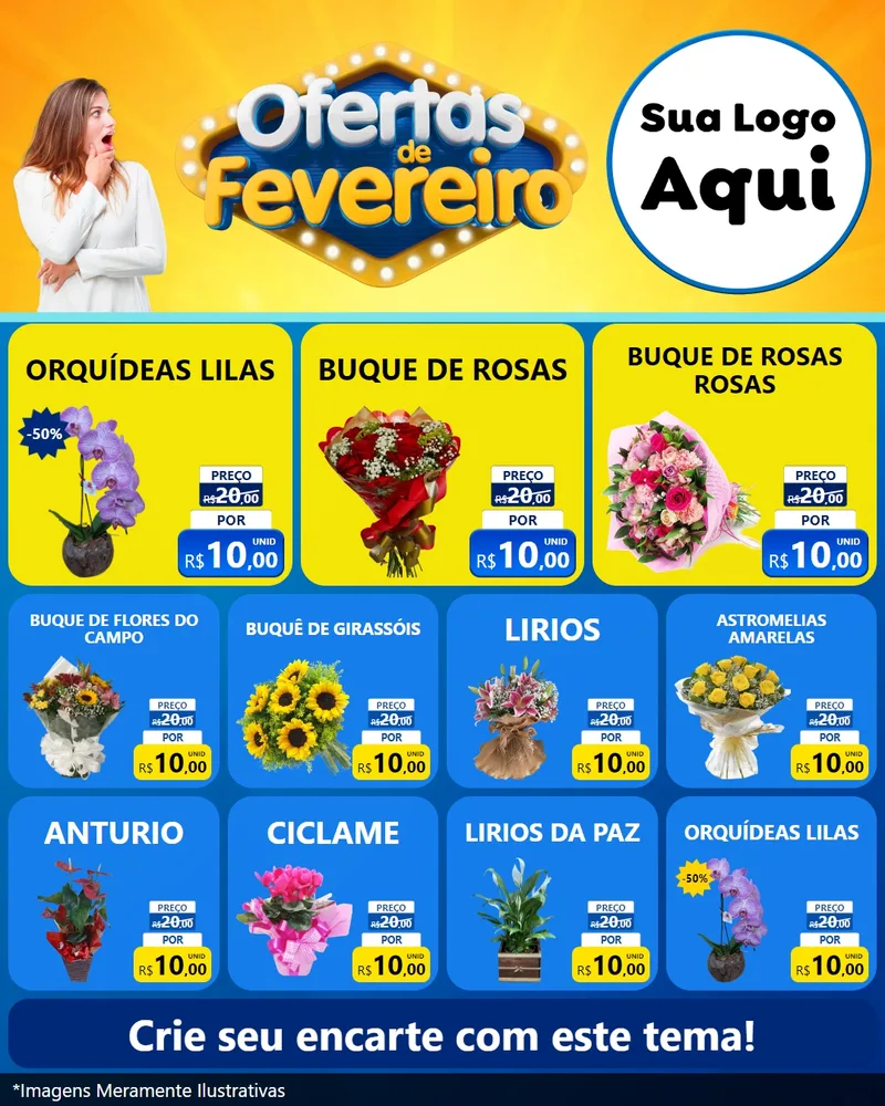 Modelo de Rede Social para Feed Instagram com o tema Ofertas de Fevereiro para Floricultura e jardim