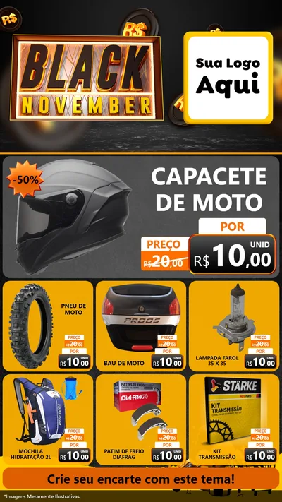Modelo de Rede Social para Stories com o tema Black November para Moto peças
