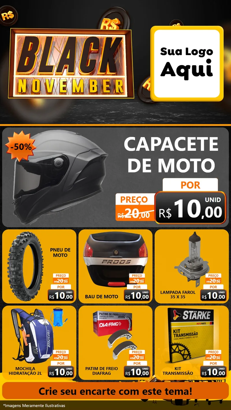 Modelo de Rede Social para Stories com o tema Black November para Moto peças