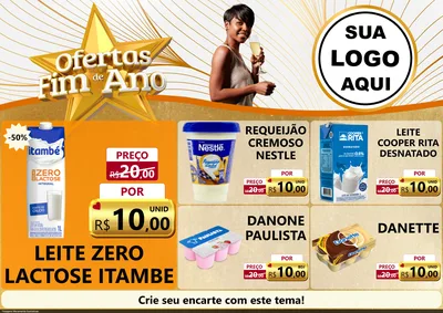 Modelo de Encarte para Encarte A4 Horizontal com o tema Ofertas Fim de Ano para Frios e Laticínios