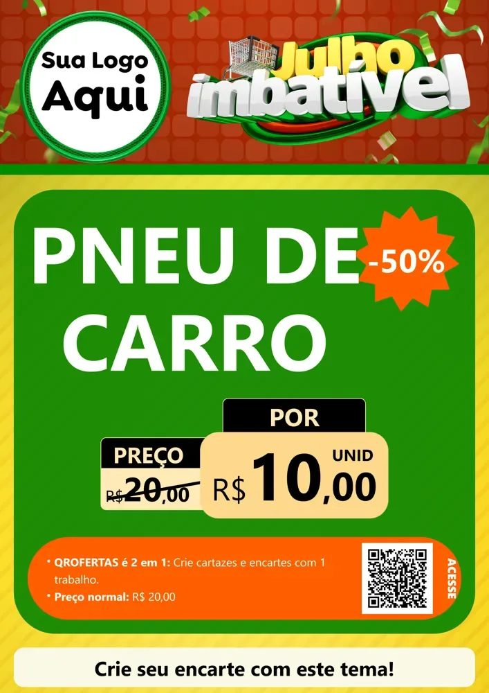 Modelo de Cartaz para Cartaz A4 Vertical com o tema Julho Imbatível para Auto peças