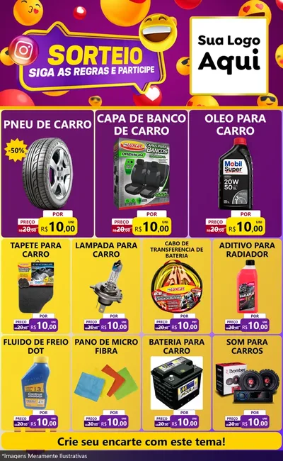 Modelo de Encarte para Encarte Grande com o tema Sorteio para Auto peças