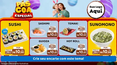 Modelo de TV para TV Horizontal com o tema Páscoa Especial para Comida japonesa