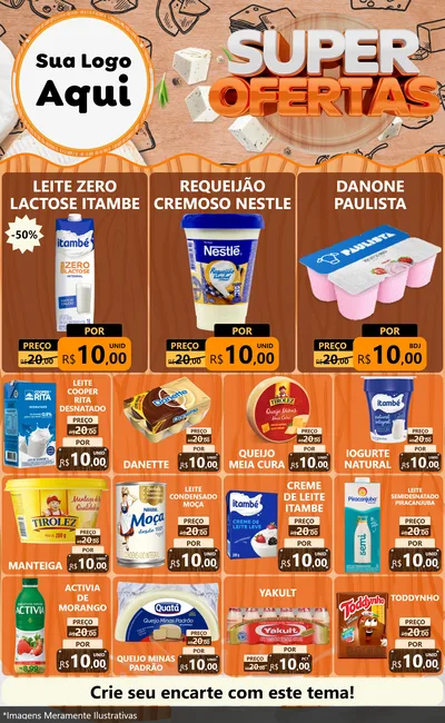 Modelo de Encarte para Encarte Grande com o tema Super Ofertas para Frios e Laticínios