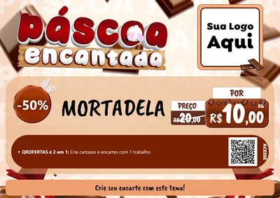 Modelo de Cartaz para Cartaz A4 Horizontal com o tema Páscoa Encantada para Frios e Laticínios