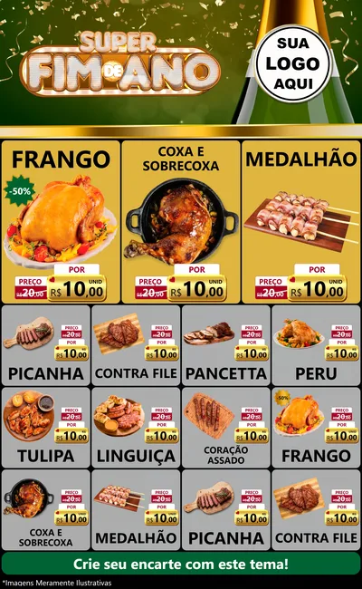 Modelo de Encarte para Encarte Grande com o tema Super Fim de Ano para Assados