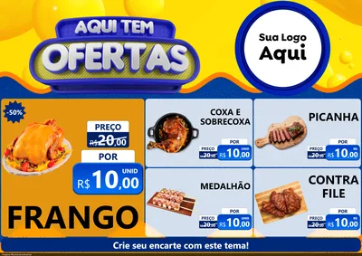 Modelo de Encarte para Encarte A4 Horizontal com o tema Aqui Tem Ofertas para Assados