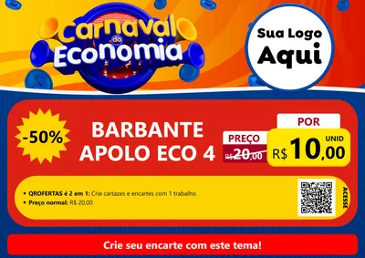 Modelo de Cartaz para Cartaz A4 Horizontal com o tema Carnaval da Economia para Armarinho e Aviamentos