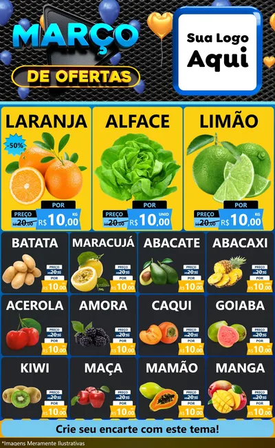 Modelo de Encarte para Encarte Grande com o tema Março de Ofertas para Hortifrúti