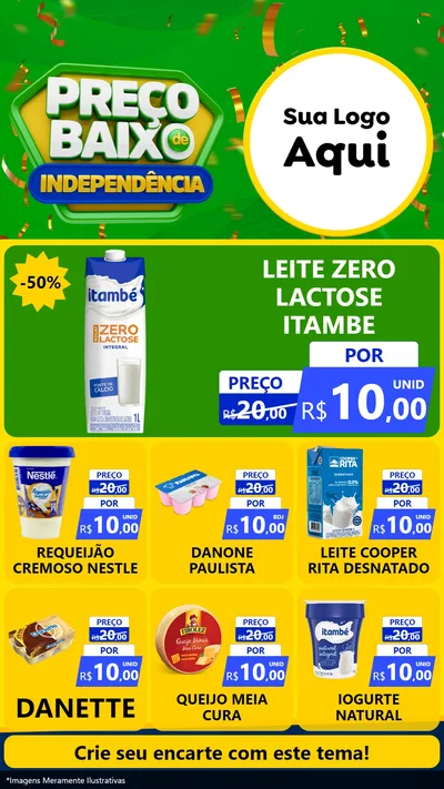 Modelo de Rede Social para Stories com o tema Preço Baixo de Independência para Frios e Laticínios