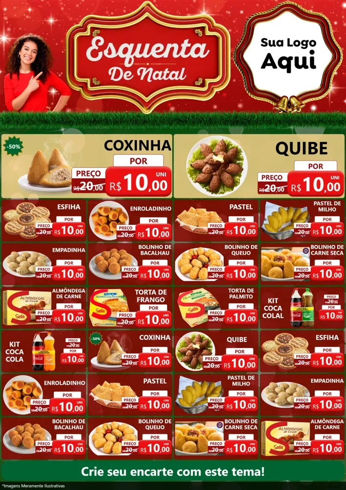 Modelo de Encarte para Encarte A4 Vertical com o tema Esquenta de Natal para Salgadaria