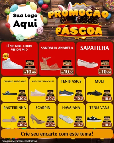 Modelo de Rede Social para Feed Instagram com o tema Promoção Páscoa para Calçados