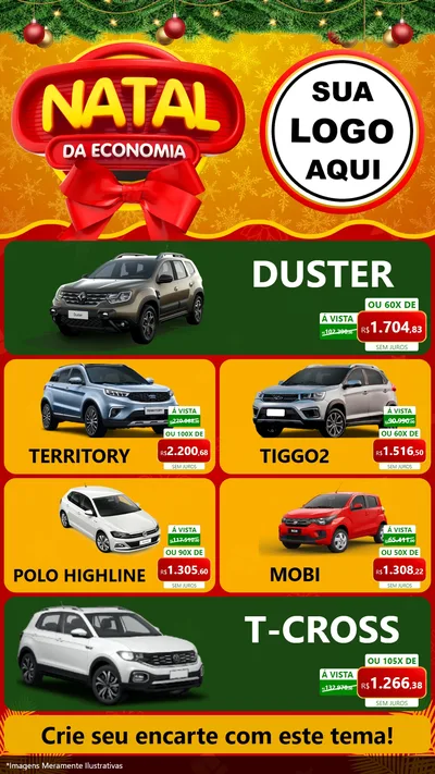 Modelo de TV para TV Vertical com o tema Natal da Economia para Concessionaria de Carros