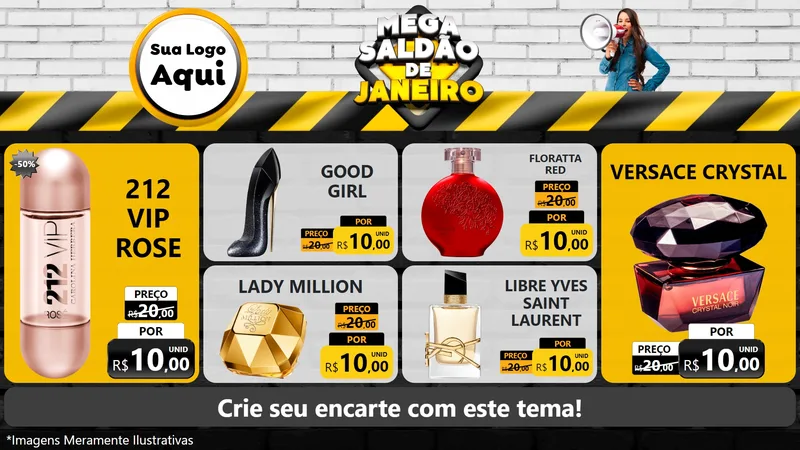 Modelo de TV para TV Horizontal com o tema Mega Saldão de Janeiro para Perfumes