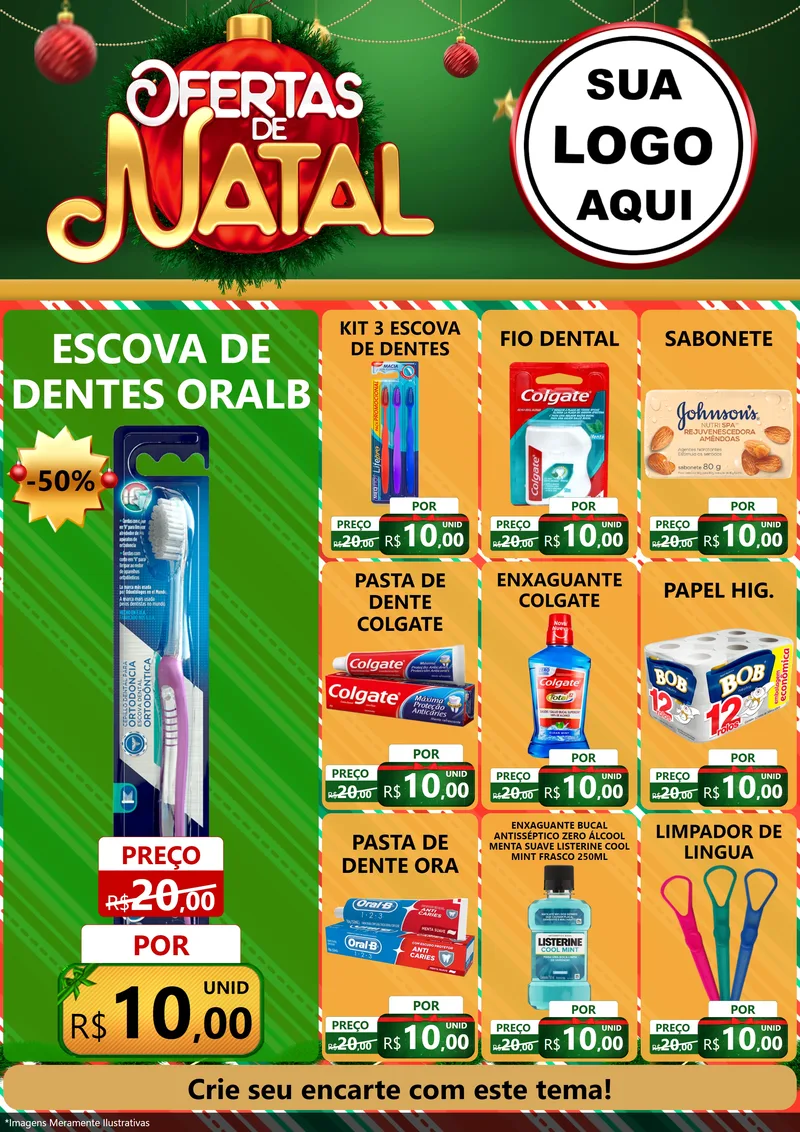 Modelo de Encarte para Encarte A4 Vertical com o tema Ofertas de Natal para Higiene Pessoal