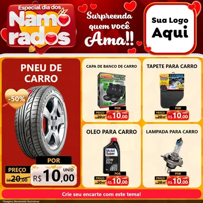 Modelo de Rede Social para Feed Facebook com o tema Especial Dia dos Namorados para Auto peças