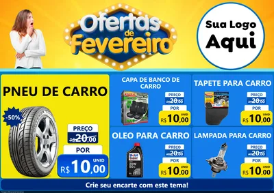 Modelo de Encarte para Encarte A4 Horizontal com o tema Ofertas de Fevereiro para Auto peças