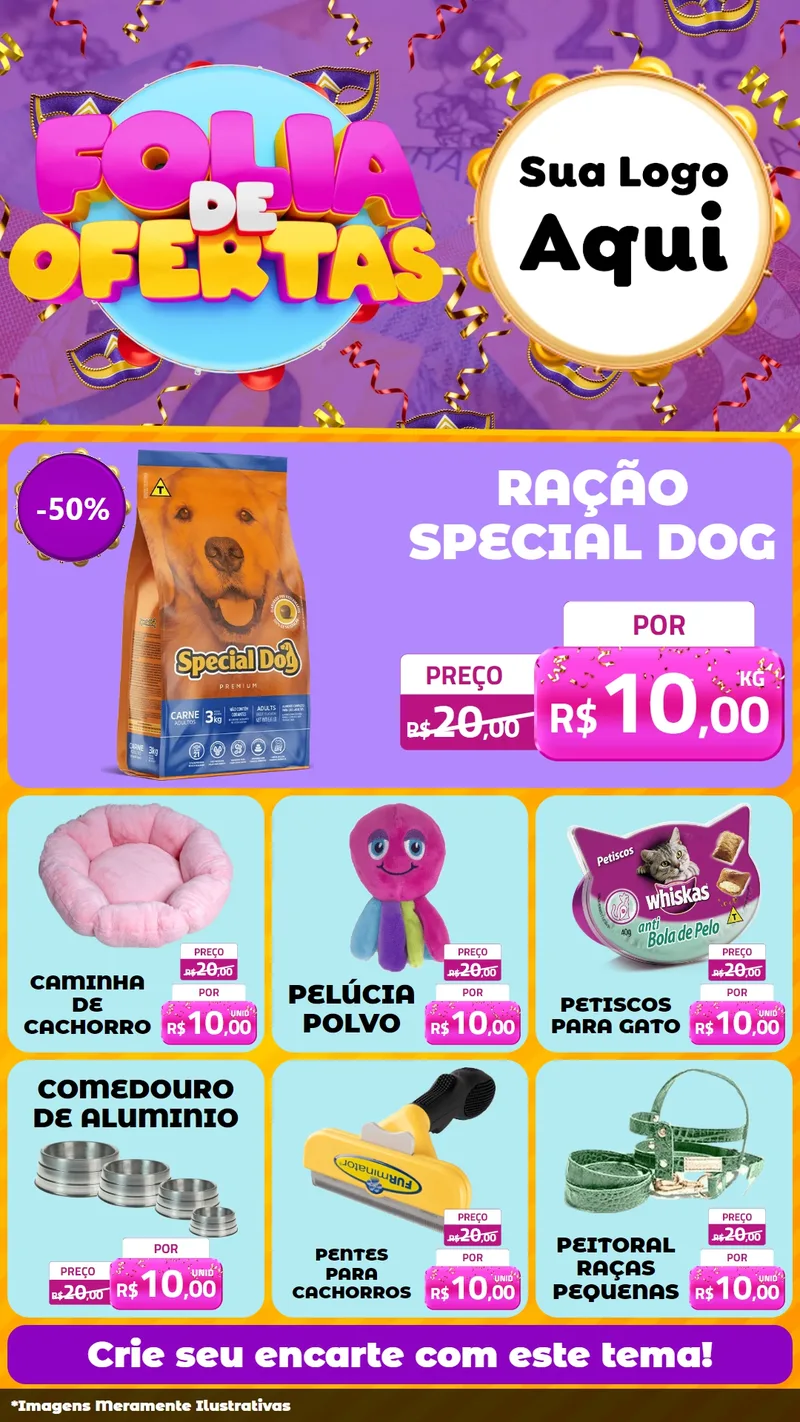 Modelo de Rede Social para Stories com o tema Folia de Ofertas para Pet Shop