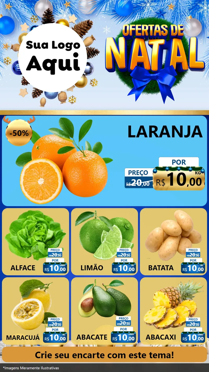 Modelo de Rede Social para Stories com o tema Ofertas de Natal para Hortifrúti