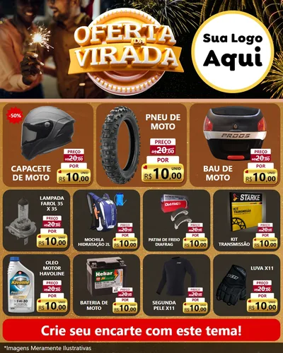 Modelo de Rede Social para Feed Instagram com o tema Oferta da Virada para Moto peças