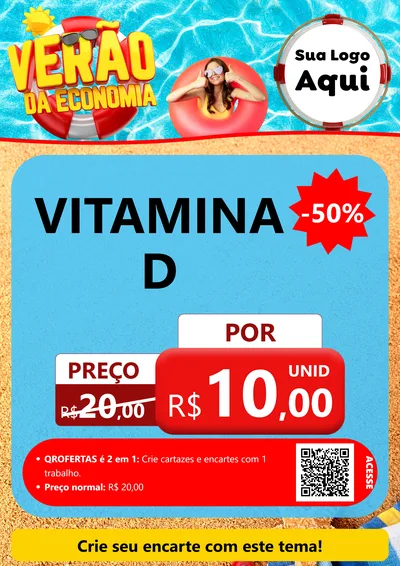 Modelo de Cartaz para Cartaz A4 Vertical com o tema Verão da Economia para Farmácia