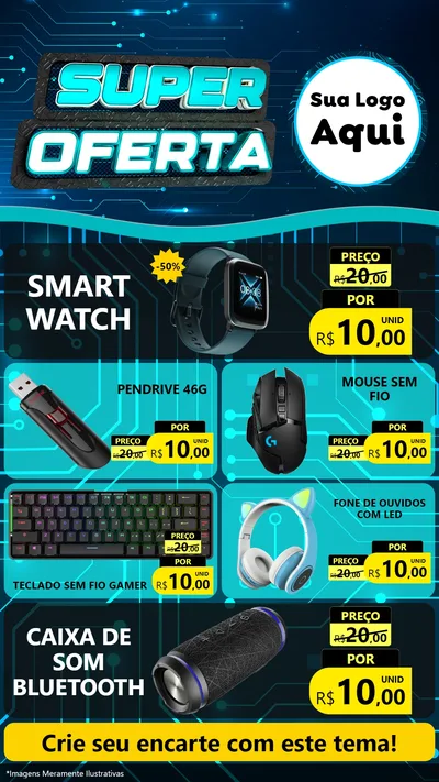 Modelo de TV para TV Vertical com o tema Super Oferta - Informática para Informática