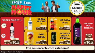 Modelo de TV para TV Horizontal com o tema Hoje Tem Happy Hour para Distribuidora de bebidas