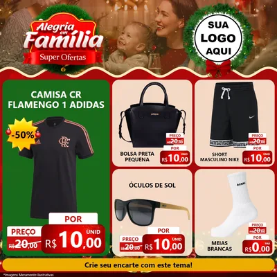 Modelo de Rede Social para Feed Facebook com o tema Alegria Em Família - Super Ofertas para Roupas e acessórios
