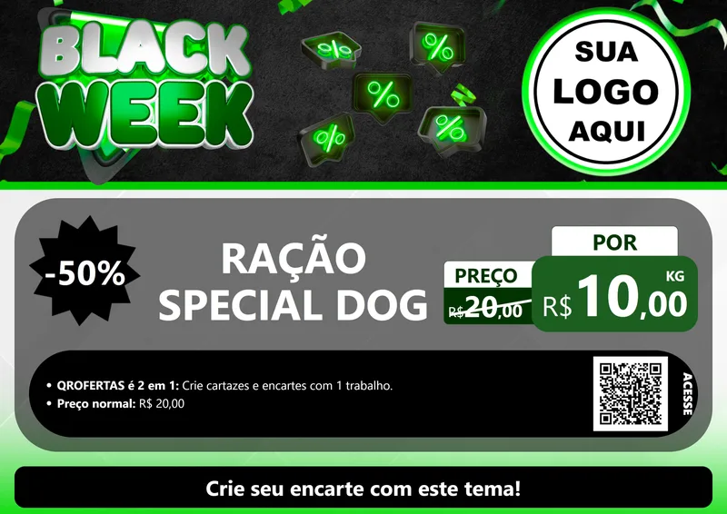 Modelo de Cartaz para Cartaz A4 Horizontal com o tema Black Week para Pet Shop