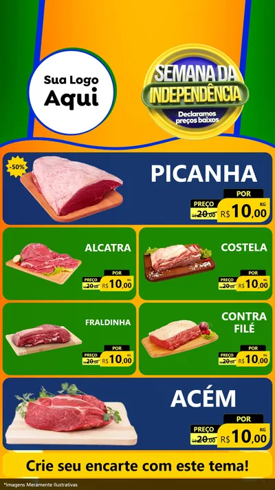 Modelo de TV para TV Vertical com o tema Semana da Independência Declaramos Preços Baixos para Açougue
