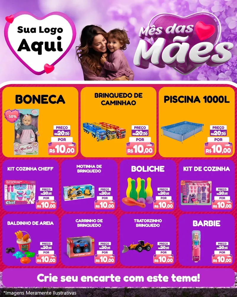 Modelo de Rede Social para Feed Instagram com o tema Mês das Mães para Brinquedos