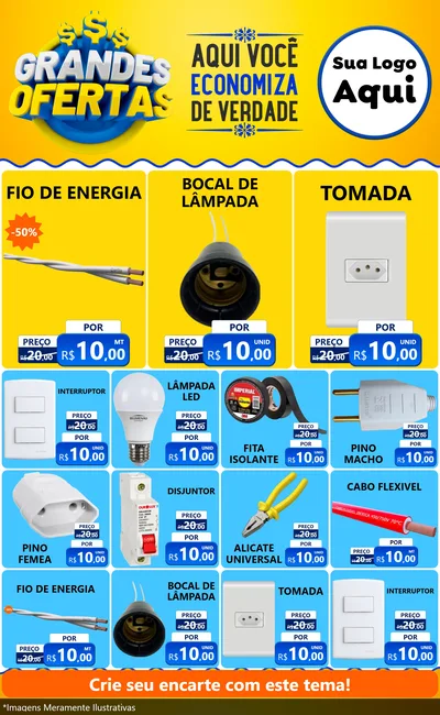 Modelo de Encarte para Encarte Grande com o tema Grandes Ofertas para Materiais Elétricos