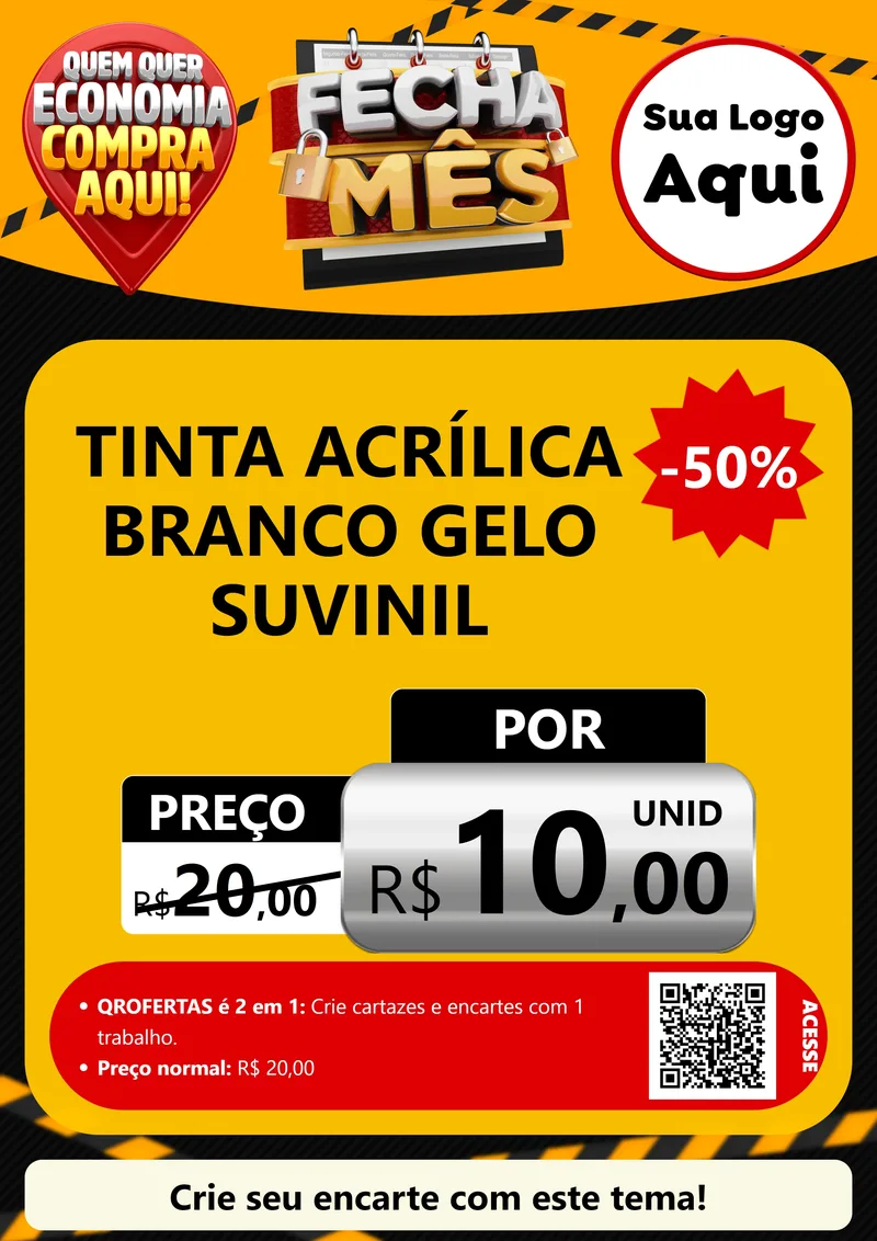 Modelo de Cartaz para Cartaz A4 Vertical com o tema Fecha Mês para Tintas e Ferramentas