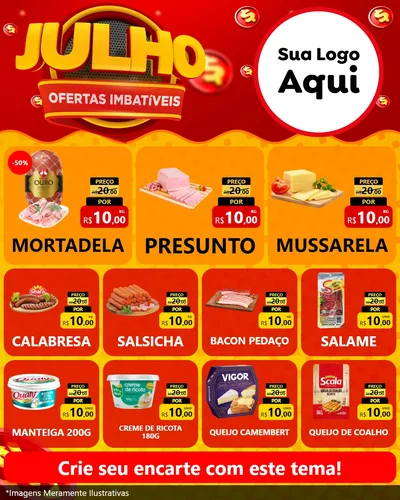 Modelo de Rede Social para Feed Instagram com o tema Julho Ofertas Imbatíveis para Frios e Laticínios