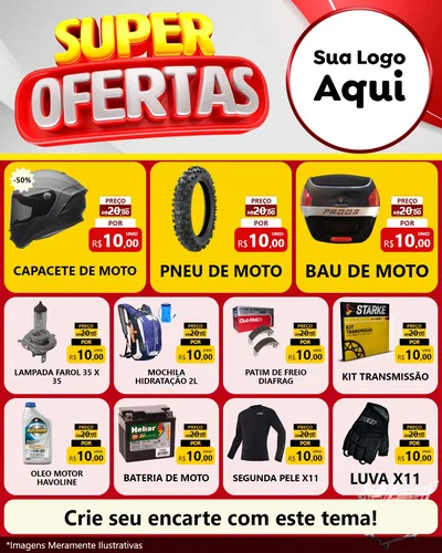 Modelo de Rede Social para Feed Instagram com o tema Super Ofertas para Moto peças