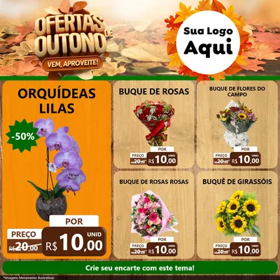 Modelo de Rede Social para Feed Facebook com o tema Ofertas de Outono - Vem, Aproveite! para Floricultura e jardim