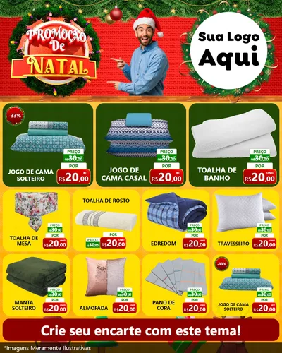 Modelo de Rede Social para Feed Instagram com o tema Promoção de Natal para Cama, Mesa e Banho