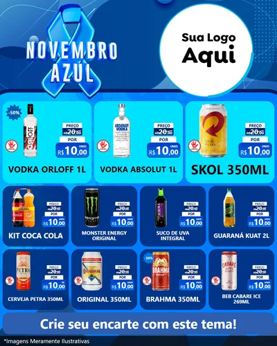 Modelo de Rede Social para Feed Instagram com o tema Novembro Azul para Distribuidora de bebidas