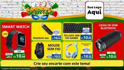 Modelo de TV para TV Horizontal com o tema Carnaval de Ofertas para Informática