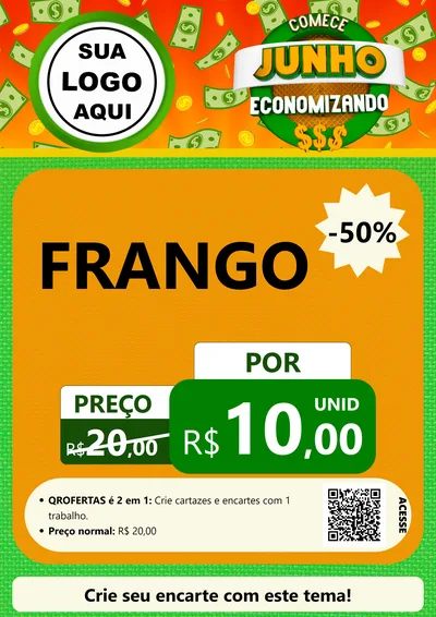 Modelo de Cartaz para Cartaz A4 Vertical com o tema Comece Junho Economizando para Assados