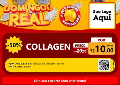 Modelo de Cartaz para Cartaz A4 Horizontal com o tema Domingou do Real para Suplementos alimentares