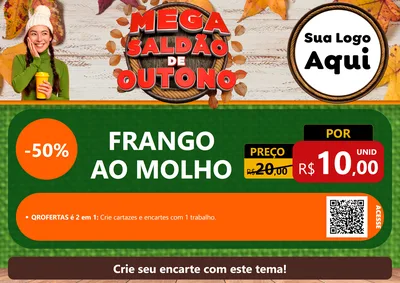 Modelo de Cartaz para Cartaz A4 Horizontal com o tema Mega Saldão de Outono para Restaurante
