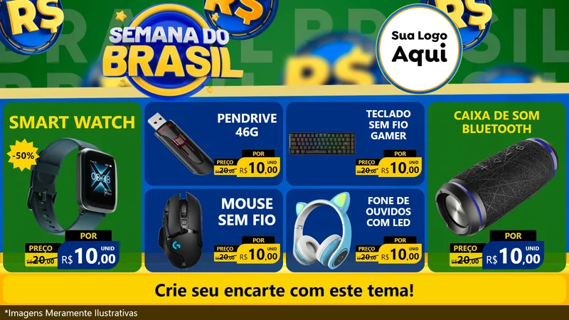 Modelo de TV para TV Horizontal com o tema Semana Do Brasil para Informática