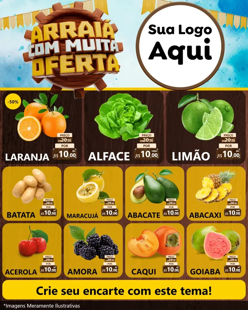 Modelo de Rede Social para Feed Instagram com o tema Ofertas de São João - Junina para Hortifrúti